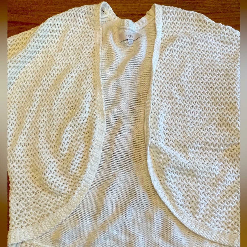 LOFT Cream Open Knit Cardigan